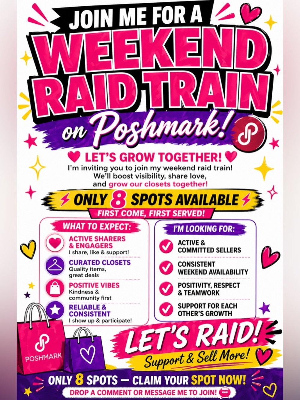 Weekend raid train slots available